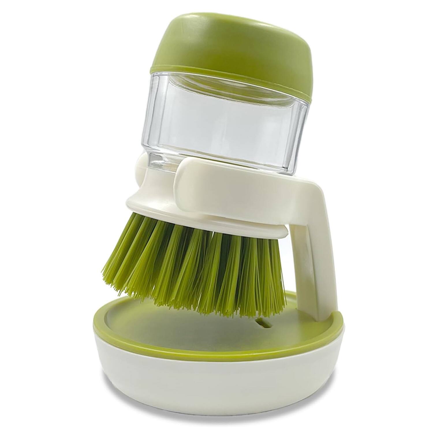 Front. Giantpower - Soap Dispenser Palm Dish Brush with Storage Bracket - Green.