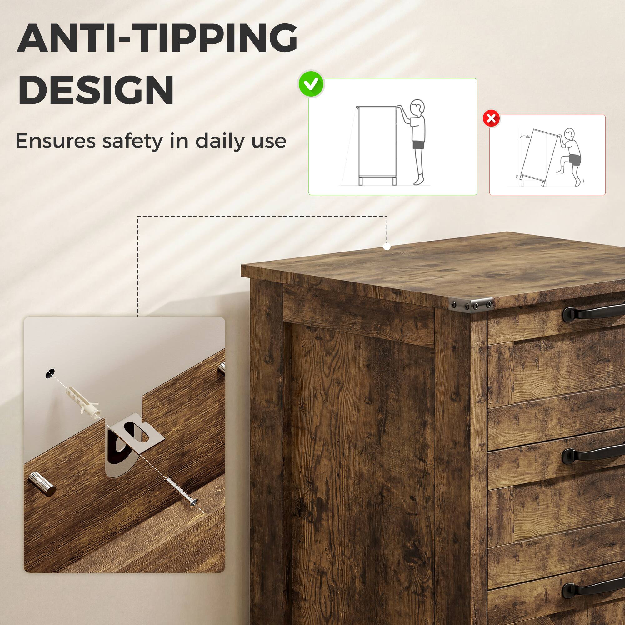 ANTI-TIPPING DESIGN  
Ensures safety in daily use