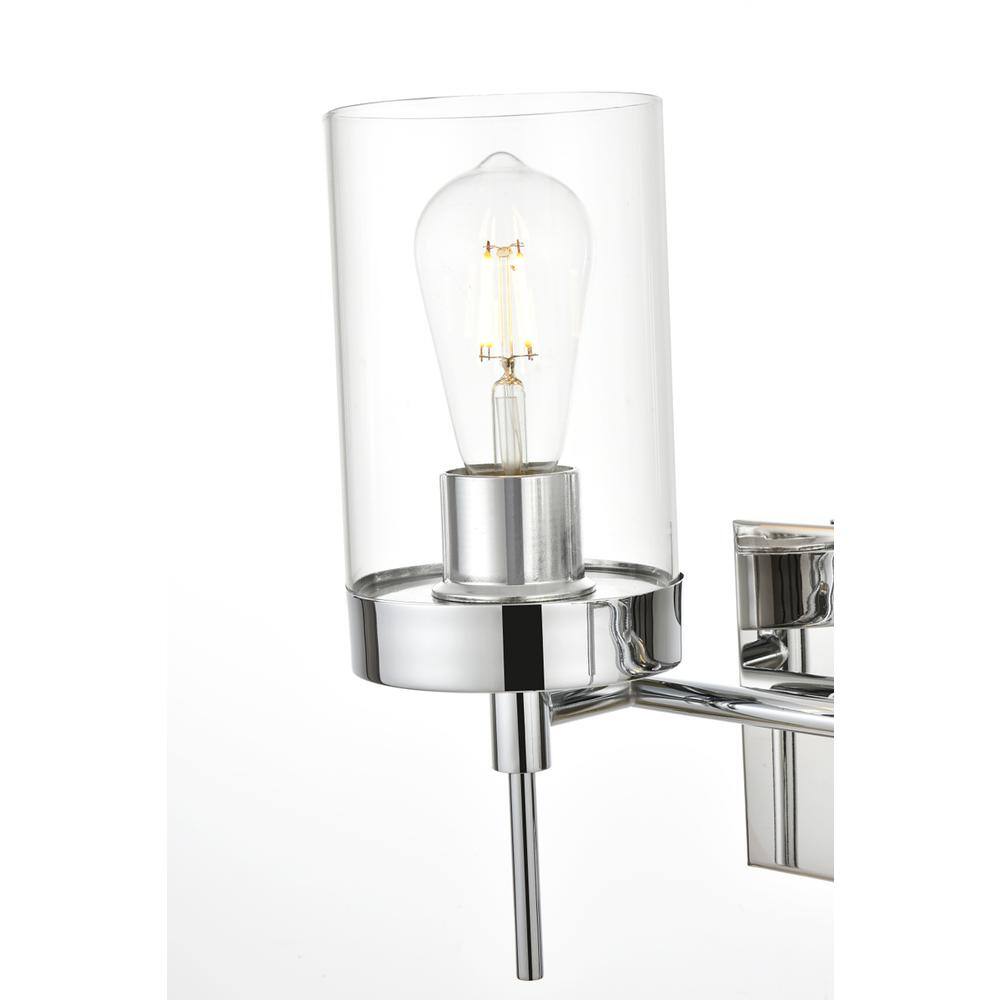 Left. Living District - Benny 2 light Chrome and Clear Bath Sconce - Chrome And Clear.