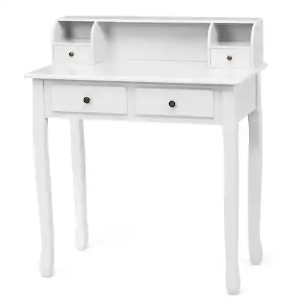 Front. Costway - Costway Writing Desk Mission Home Office Computer Desk 4 Drawer - White.