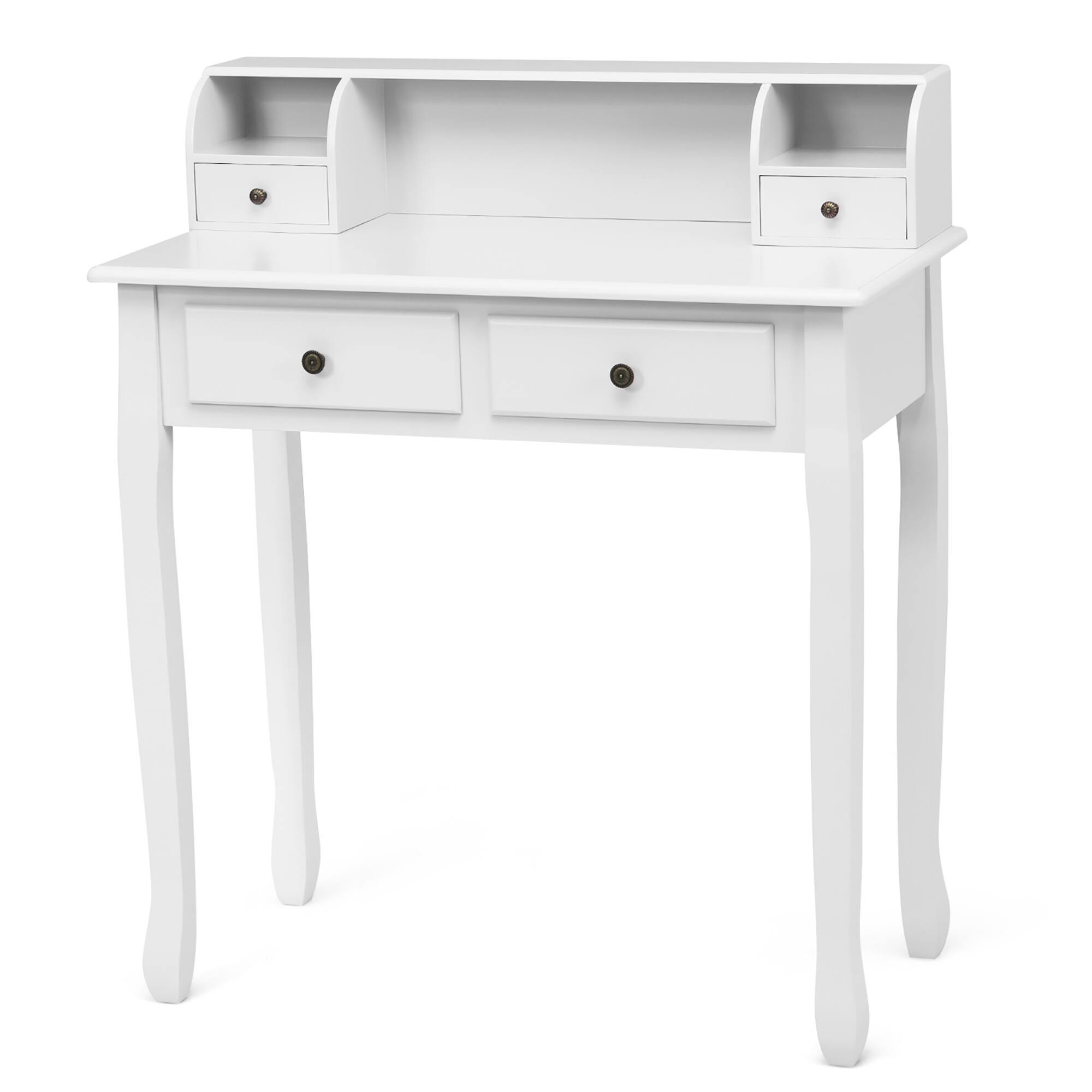 Costway - Writing Desk Mission Home Office Computer Desk 4 Drawer - White