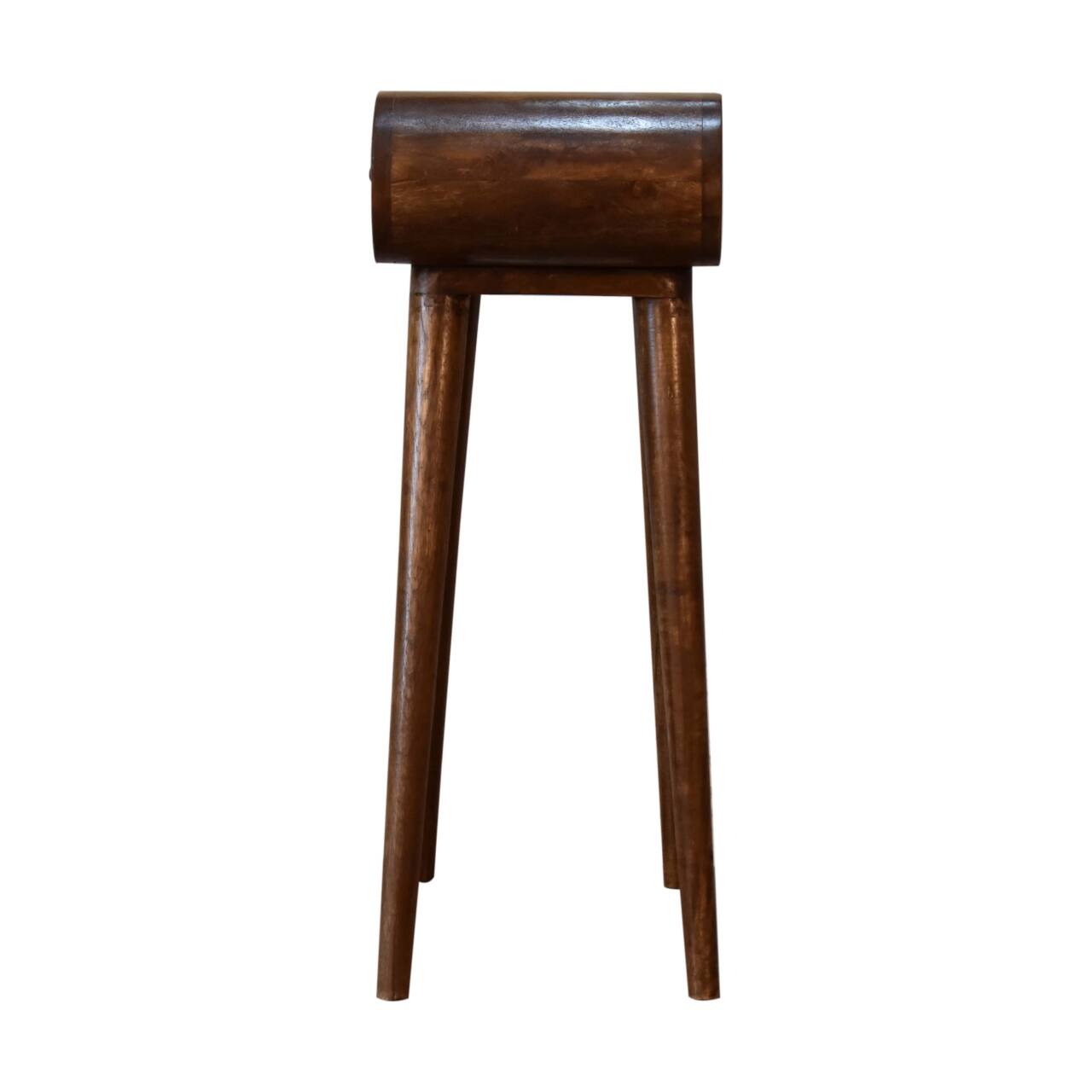 Alt View 5. Artisan Furniture - Artisan Furniture Solid Wood Mini Round Chestnut Console, 1 Drawer, Dark Brown - Brown.
