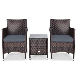 Pefilos - 3 Piece Rattan Wicker Sofa Set, Outdoor Rattan Chairs Wicker Conversation Set, Backyard Patio Furniture Set for Backyard - Gray