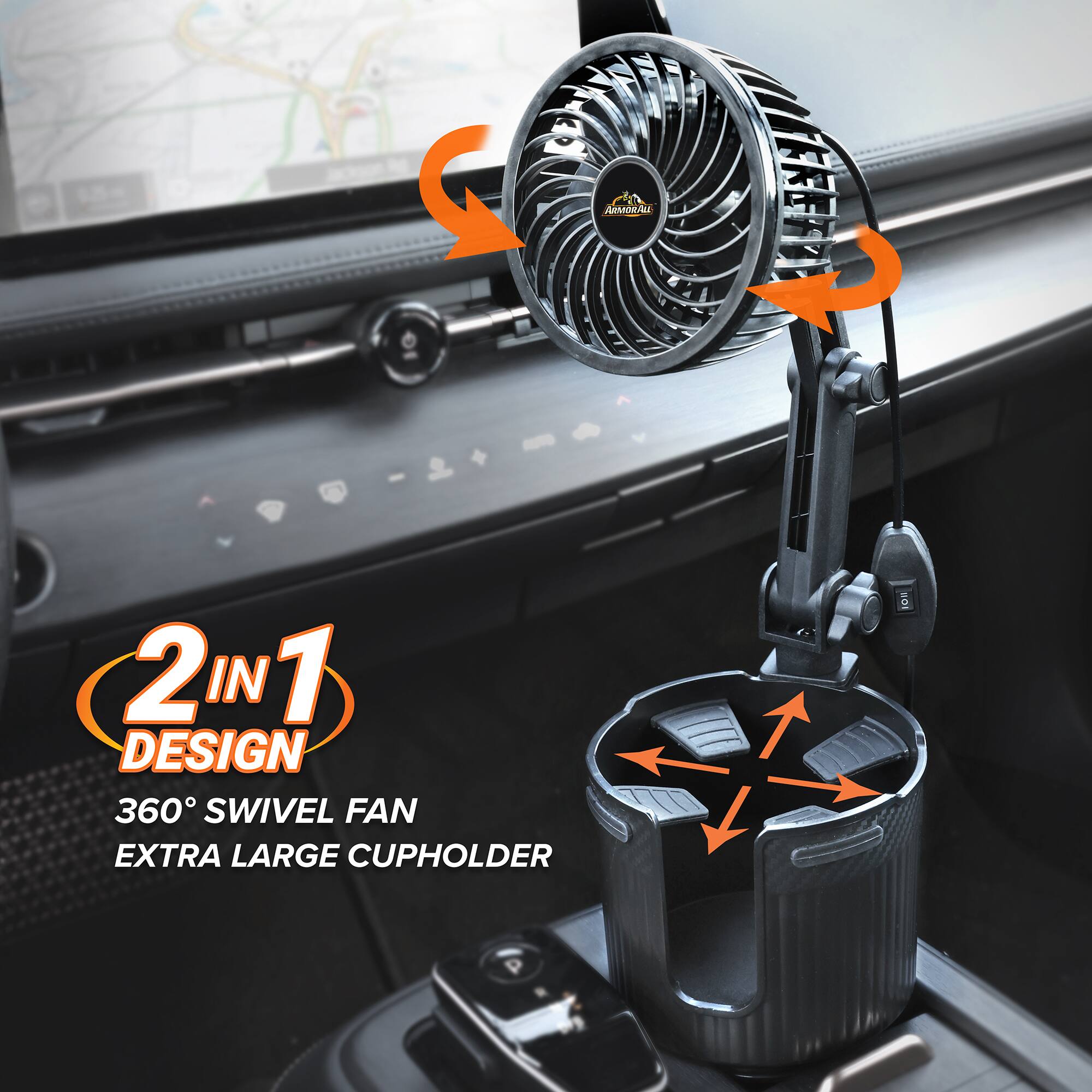 2 IN 1 DESIGN  
360° SWIVEL FAN  
EXTRA LARGE CUPHOLDER
