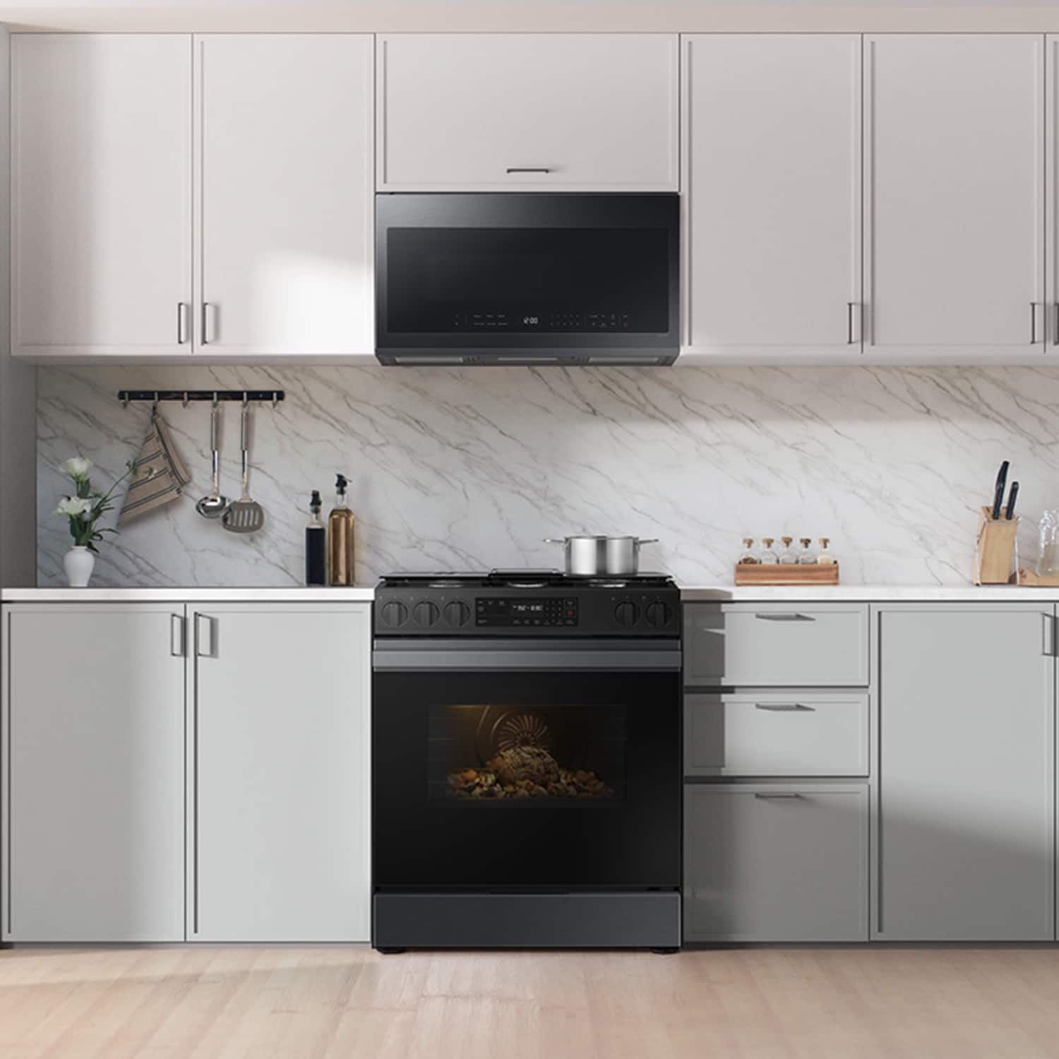 Alt View 10. Samsung - Bespoke 6.0 Cu. Ft. Slide-In Gas Range with Precision Knobs - Matte Black Steel.