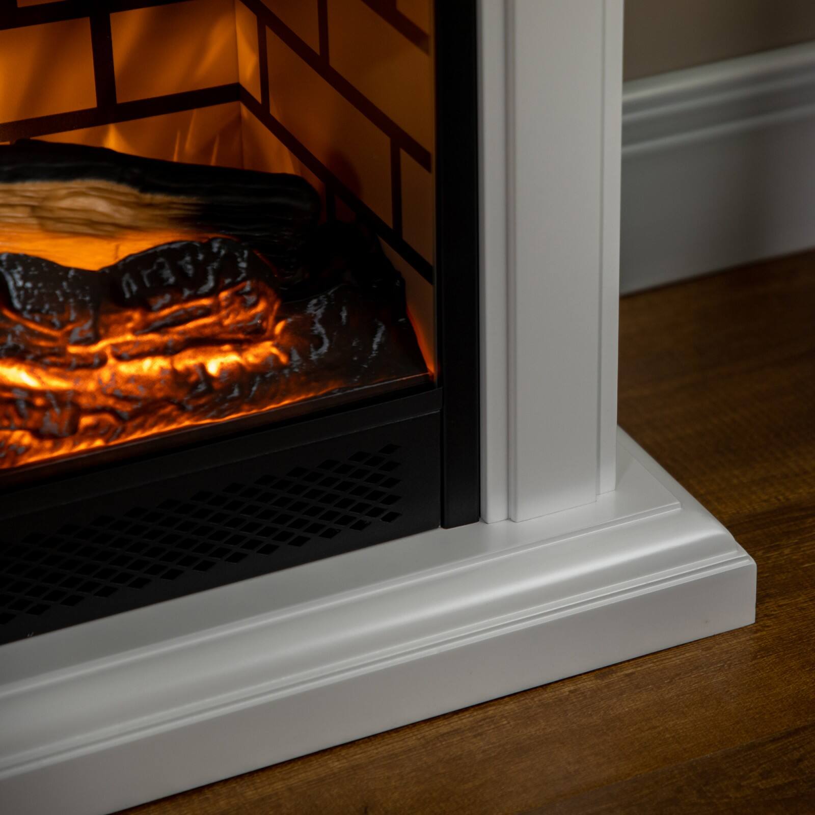 Alt View 8. Ecooso - 31" Electric Fireplace，Dimmable Flame Effect，Mantel, Freestanding Space Heater with Log Hearth and Remote Control, 1400W - White.