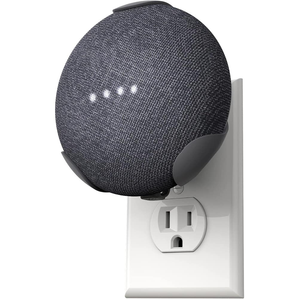 RTMB - PowerClip Outlet Mount for Google Nest Mini (Charcoal), Space-Saving Wall Hub for 2nd Gen Devices
