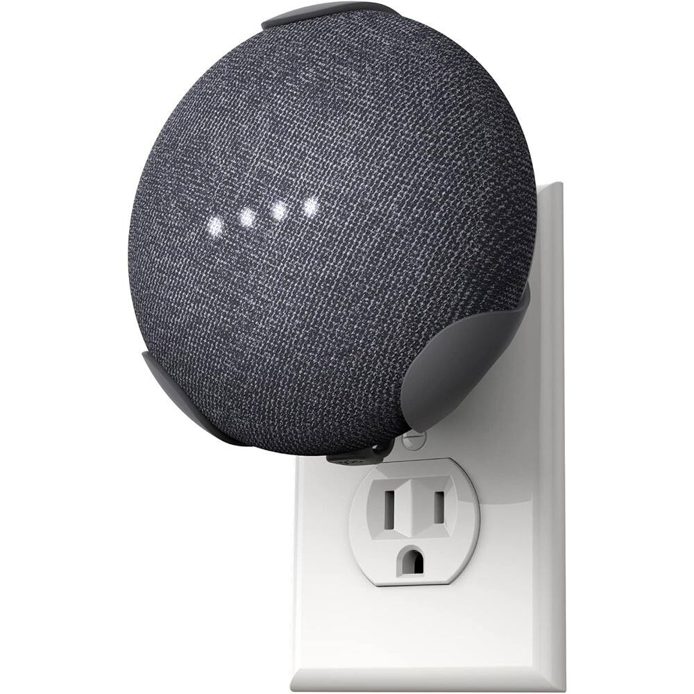 RTMB - PowerClip Outlet Mount for Google Nest Mini (Charcoal), Space-Saving Wall Hub for 2nd Gen Devices