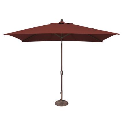 Front. Mondawe - 6.6' x 10' Rectangle Patio Umbrella Push Button Tilt Bronze Frame - Henna.