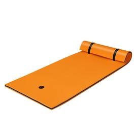 Gymax - 87'' x 36'' 3-layer Floating Pad Mat Water Sports Recreation Relaxing Orange - Orange + Black