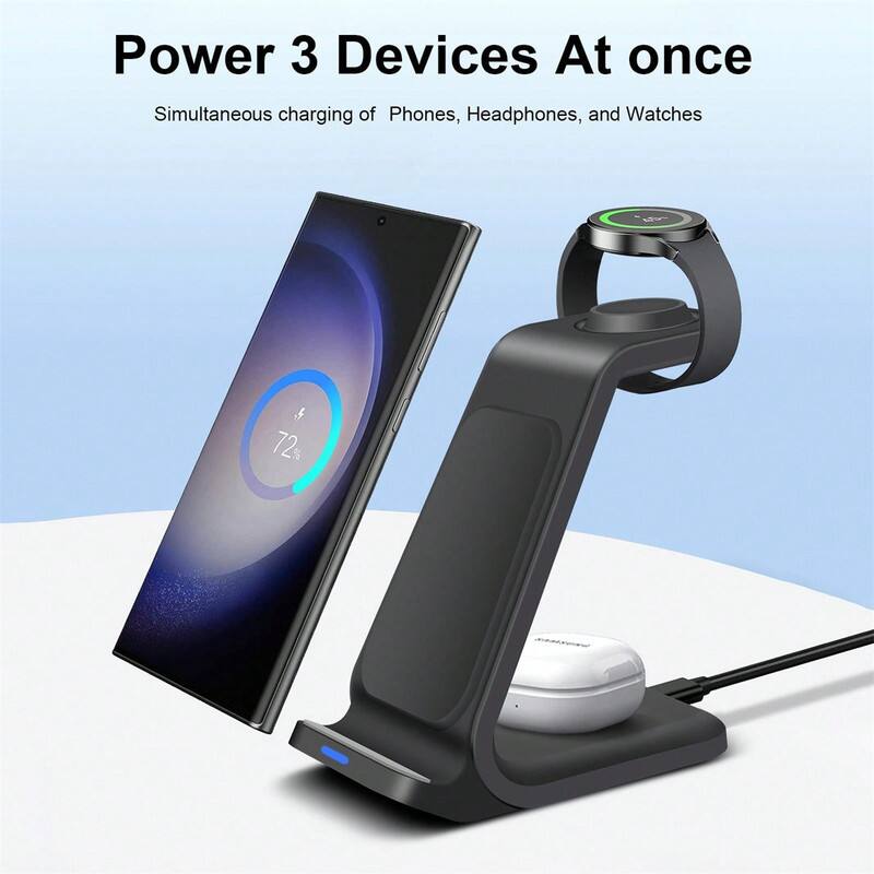 Power 3 Devices At once  
Simultaneous charging of Phones, Headphones, and Watches