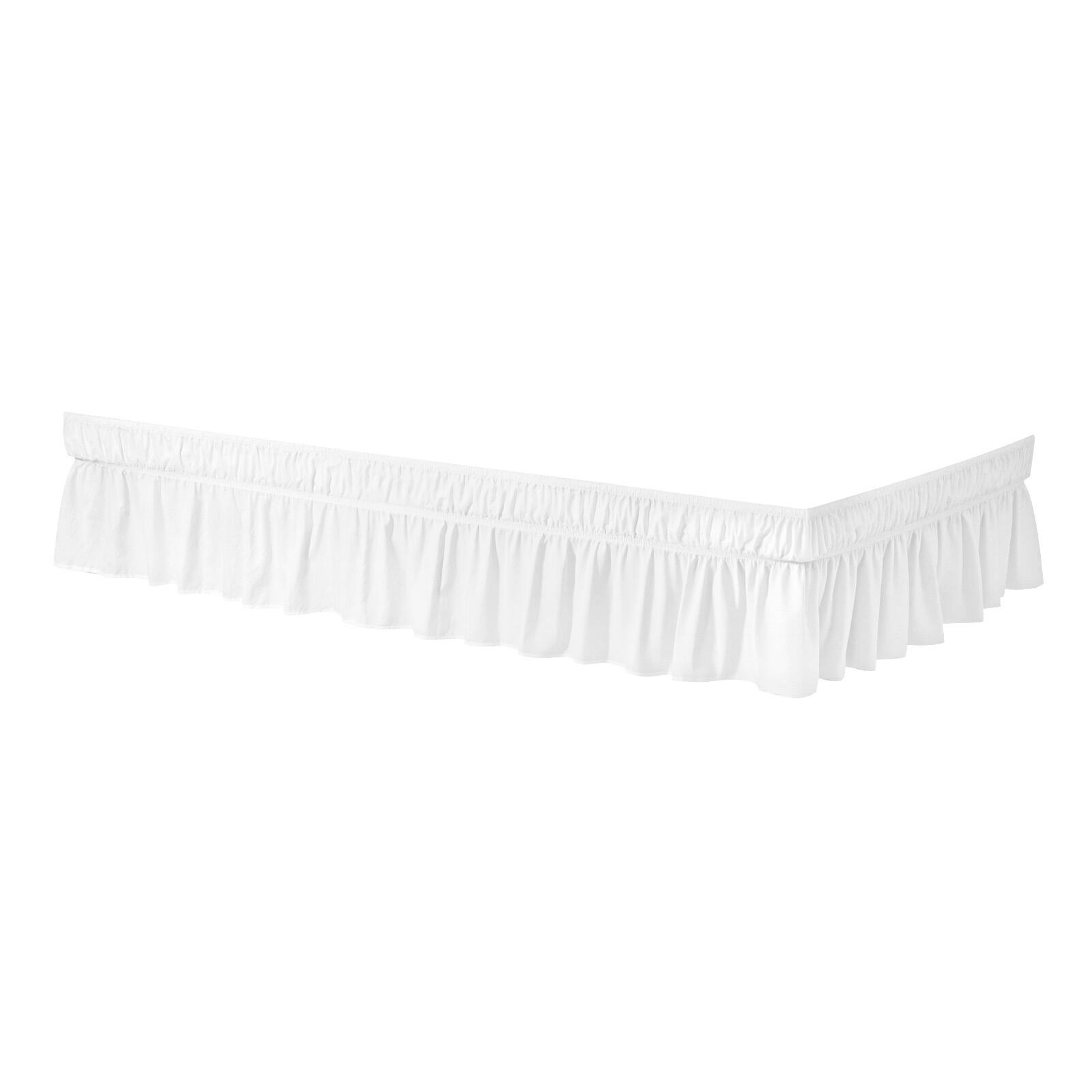 Alt View 5. VEVOR - Wrap Around Bed Skirt, 15 in Drop, White Dust Ruffle Queen Size, Three Sides Adjustable Bedskirt - White.