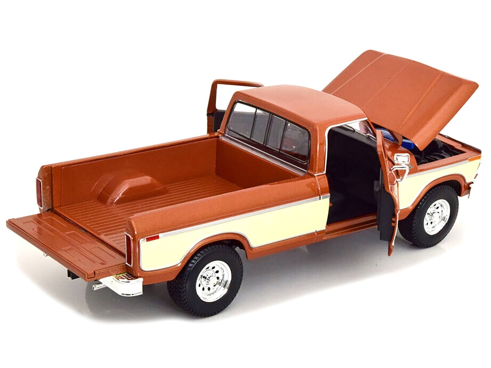 Alt View 1. Maisto - 1979 Ford F-150 Ranger Pickup Truck Brown Metallic and Cream "Special Edition" 1/18 Diecast Model Car by Maisto.