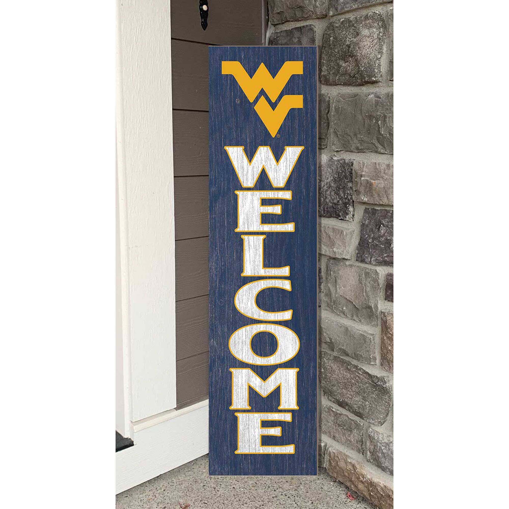 Alt View 1. Jardine - West Virginia Mountaineers 12'' x 48'' Welcome Outdoor Leaner - Blue.