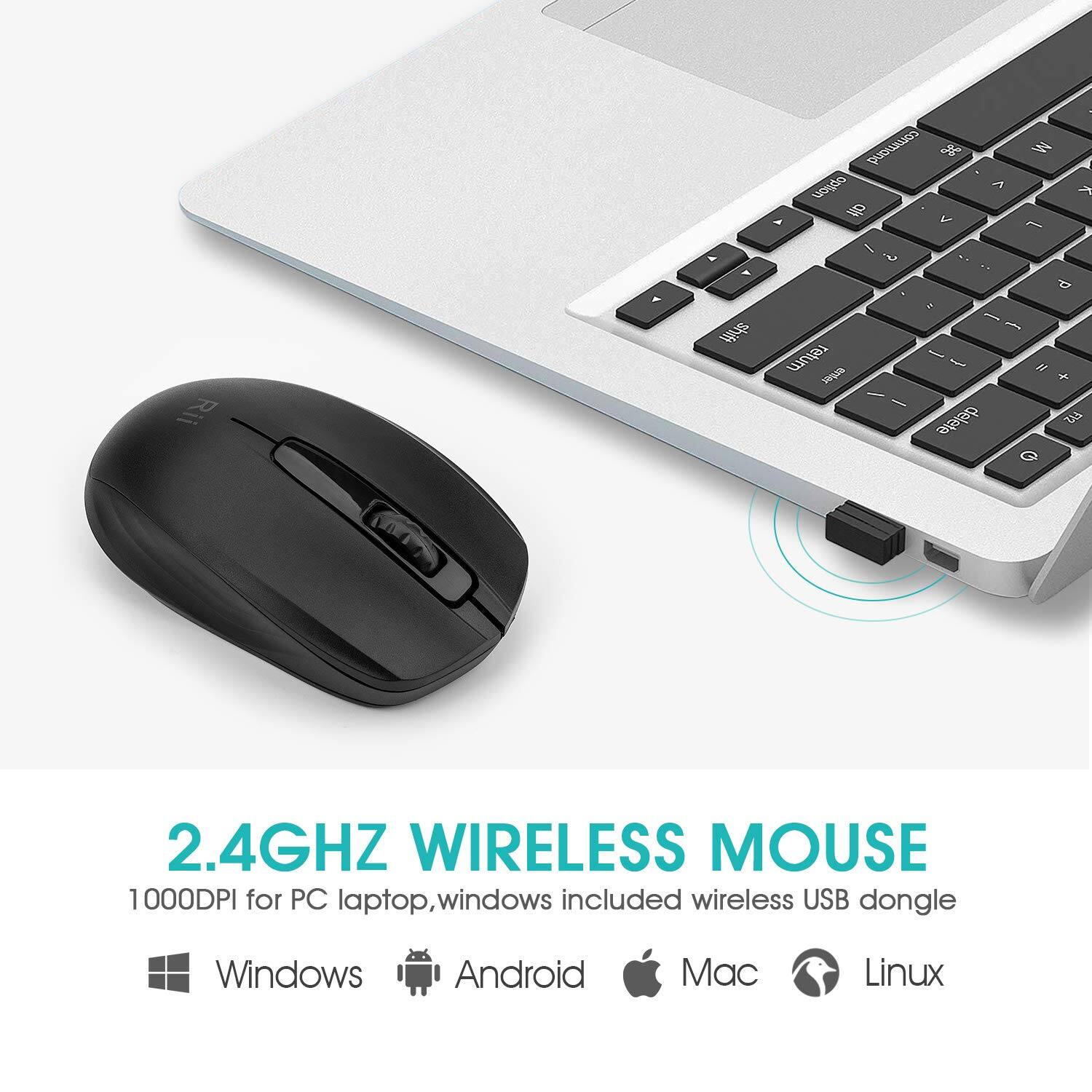 2.4GHz Wireless Mouse  
1000DPI for PC laptop, windows included wireless USB dongle  
Compatible with: Windows, Android, Mac, Linux