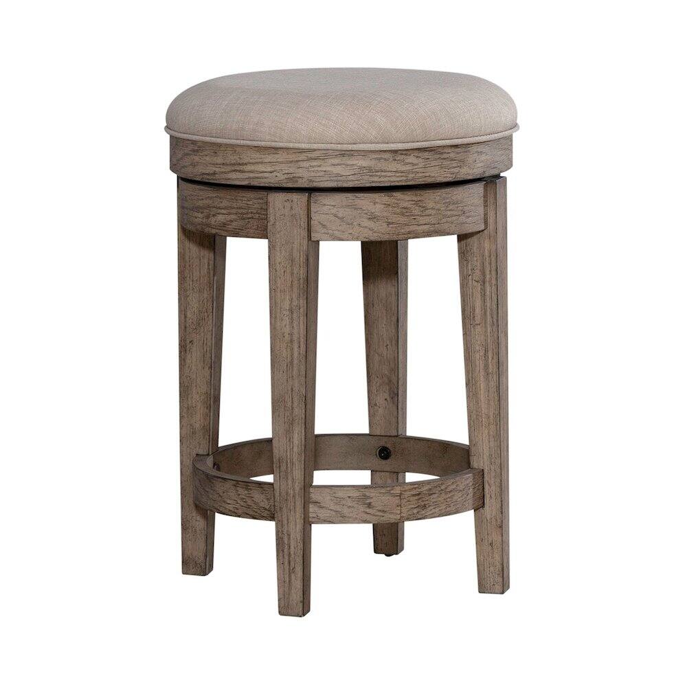 Back. Liberty Furniture Industries - City Scape Upholstered Console Swivel Stool 25" Burnished Beige Oak - Burnished Beige.