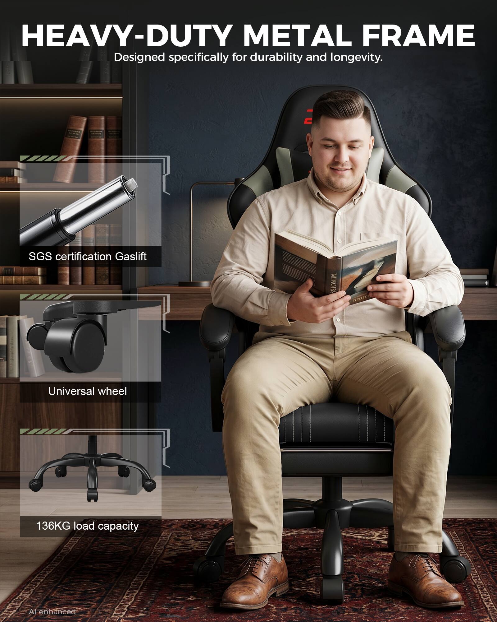 CloudRest Pro Computer Chair with Headrest, Lumbar Support, Linkage ...