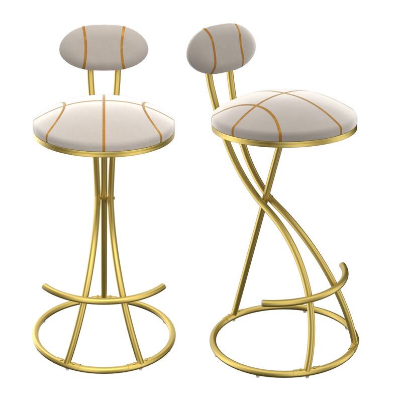 Alt View 5. HTUTWOO - Upholstered Bar Stools Set of 2, Striped Velvet Counter Height Barstools, for Kitchen Island & Living Room - Gold.