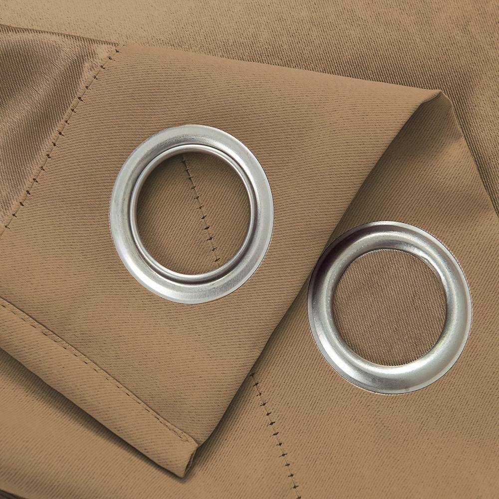 Angle. RT Designers Collection - Olivia Gray Anchorage Blackout Grommet Single Curtan Panel - 54x90" Sesame - sesame.