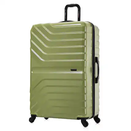Front. InUSA - Aurum lightweight hardside spinner luggage 32" - GREEN.