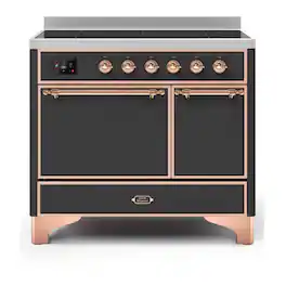 ILVE - Majestic II Series 40 in. Induction Range with 6 Induction Elements (Copper Trim) - Graphite Matte