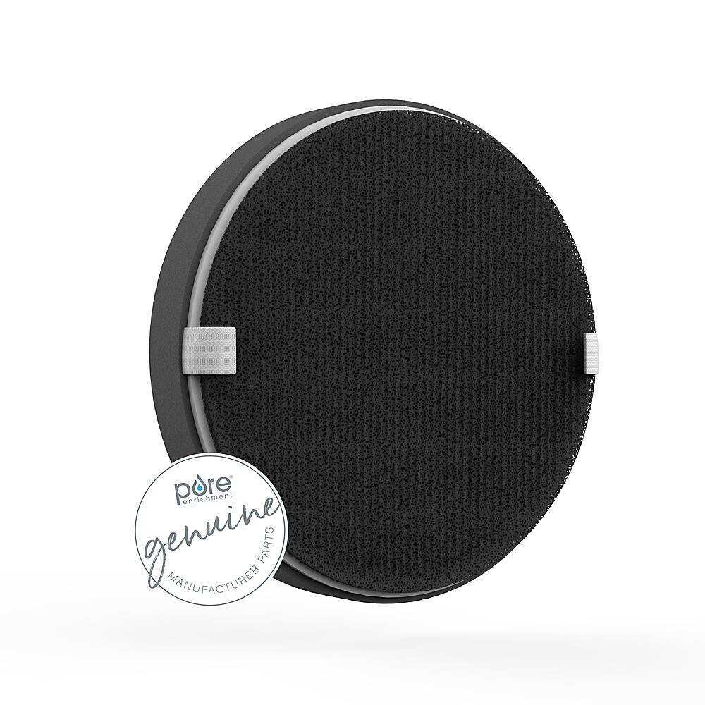 The image features a large black circle with a silver trim. The circle is placed on a white background, and the words "pore enrichment genuine manufacturer parts" are written underneath it. The circle appears to be a speaker or a round object with a hole in the center.