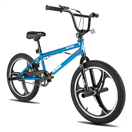 HILAND - 20 Inch 3 Spoke Kids BMX Bike for Boys Girls Ages 5-12, 360 Degree Rotor Freestyle, 4 Pegs Kids BMX Bicycle - Blue