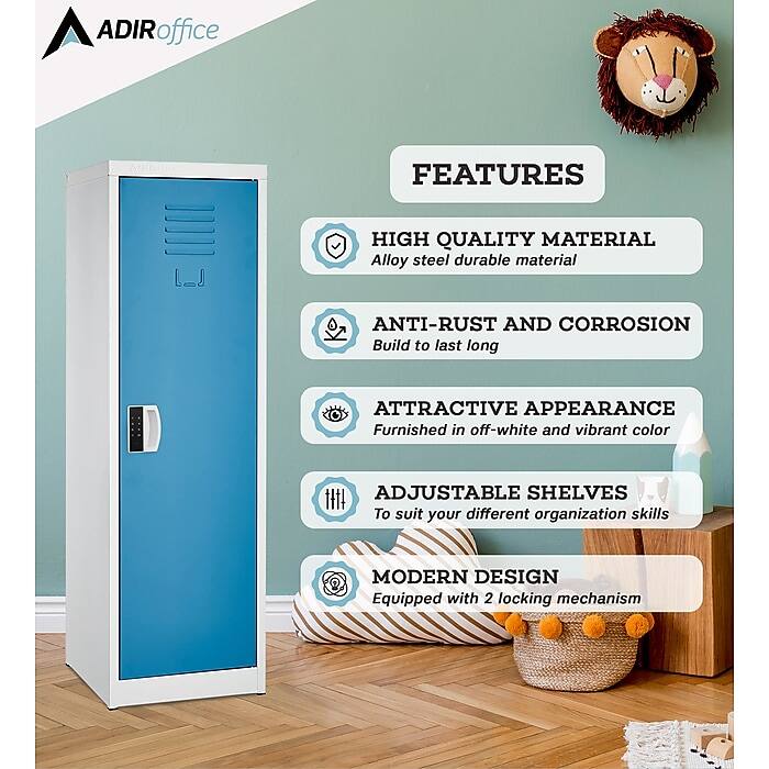 ADIRoffice FEATURES
HIGH QUALITY MATERIAL Alloy steel durable material
ANTI-RUST AND CORROSION Build to last long
ATTRACTIVE APPEARANCE Furnished in off-white and vibrant color
ADJUSTABLE SHELVES To suit your different organization skills
MODERN DESIGN Equipped with 2 locking mechanism