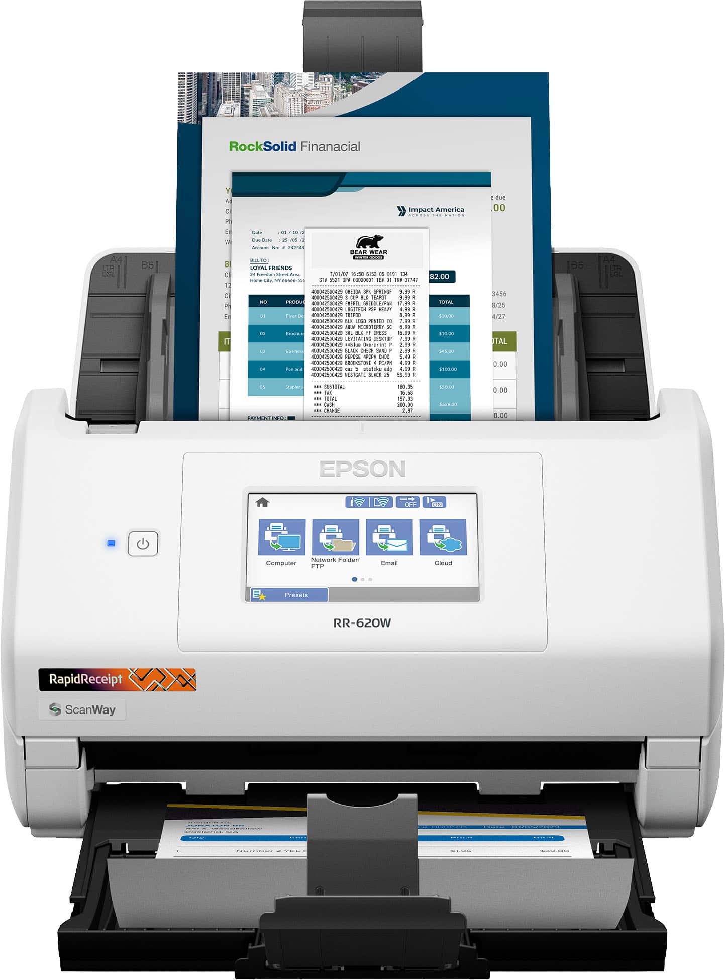 Epson - RapidReceipt RR-620W Wireless & USB High-Speed AI & Cloud Ready Desktop Color Duplex Receipt & Document Scanner - White price history on PriceWatchPro