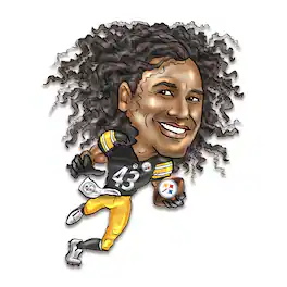 Sporticulture - Troy Polamalu Pittsburgh Steelers Metal Caricature Wall Art - Black