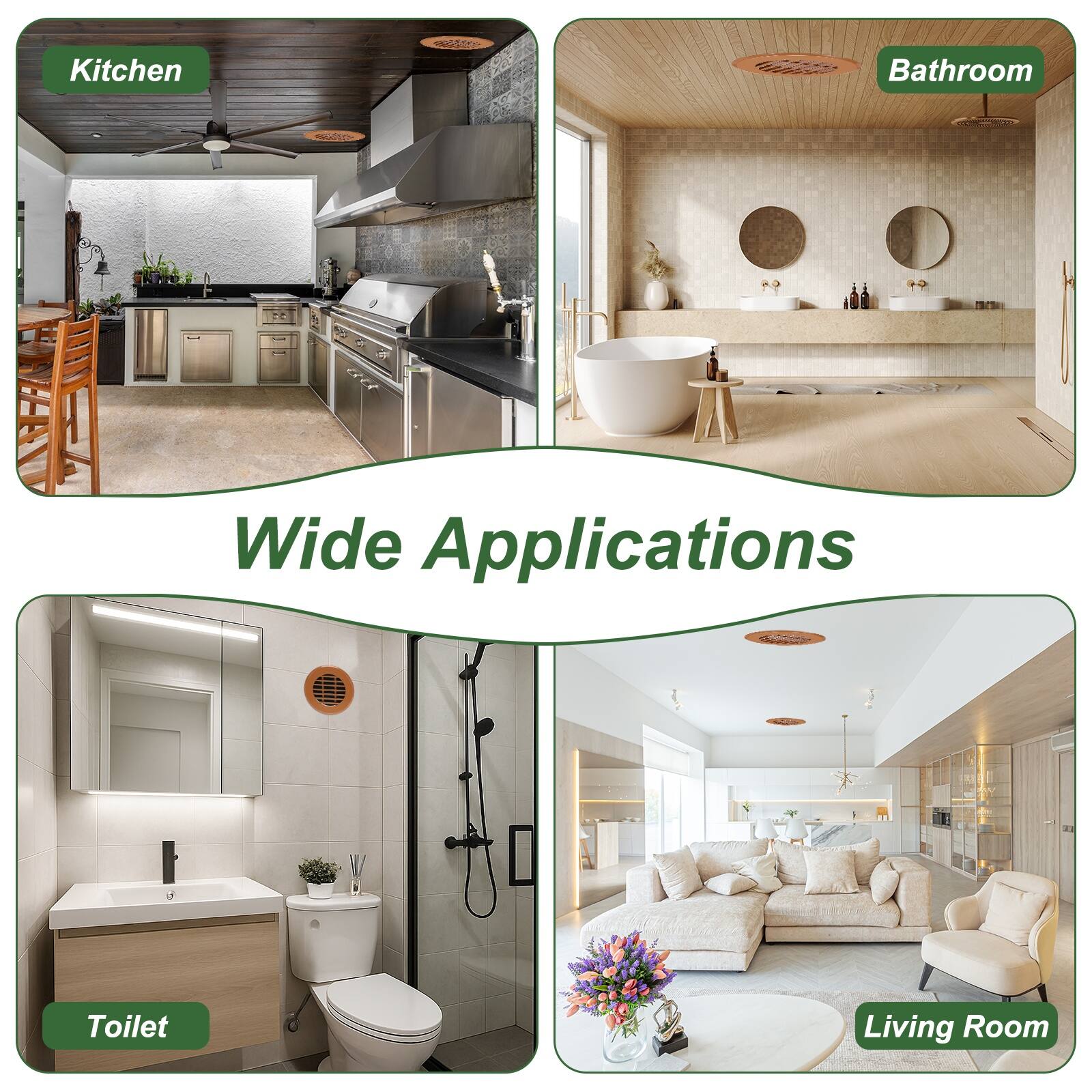 Kitchen  
Bathroom  
Toilet  
Living Room  

Wide Applications