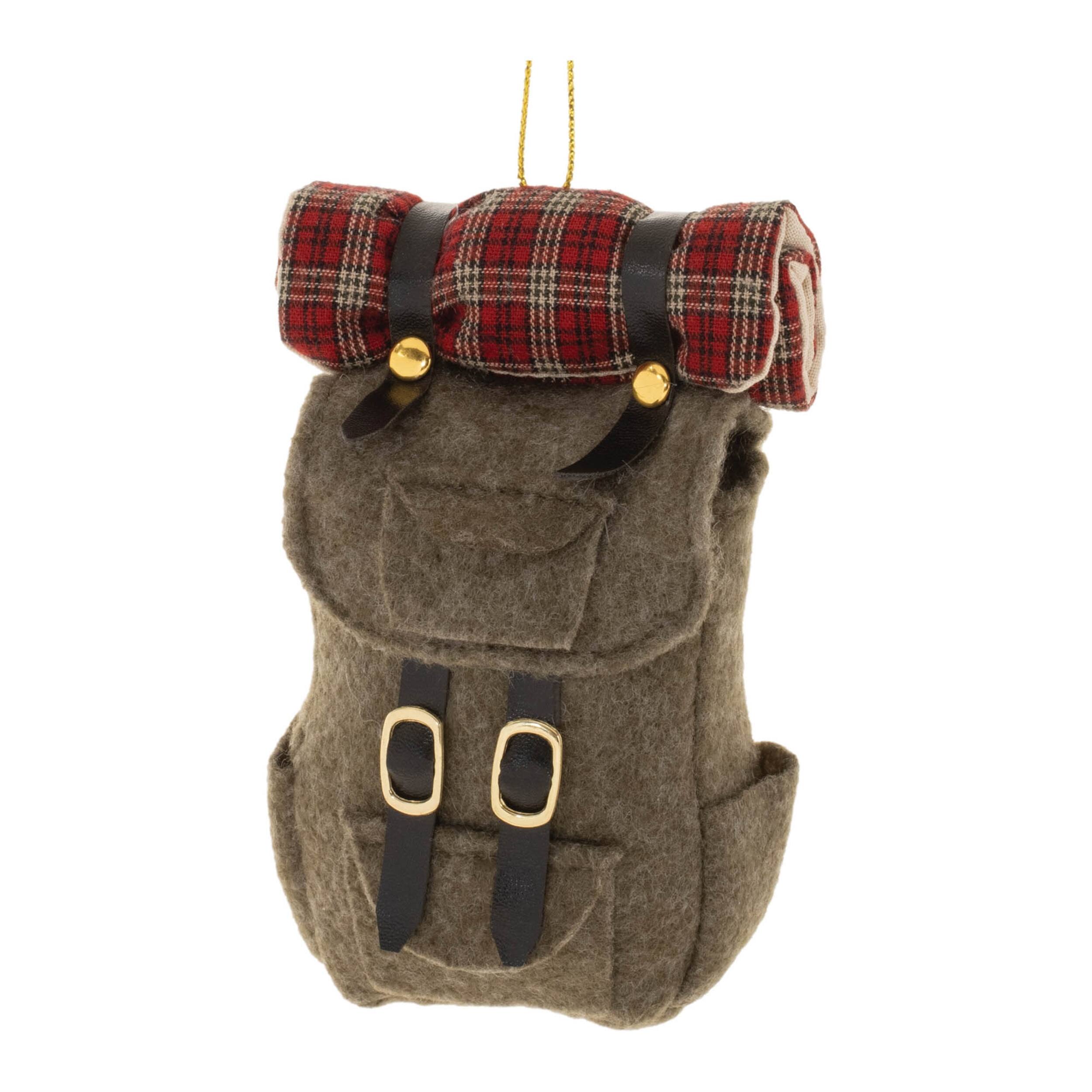 Alt View 1. BreeBe - Hiking Backpack Ornament (Set of 12) - Red, Green, Brown.