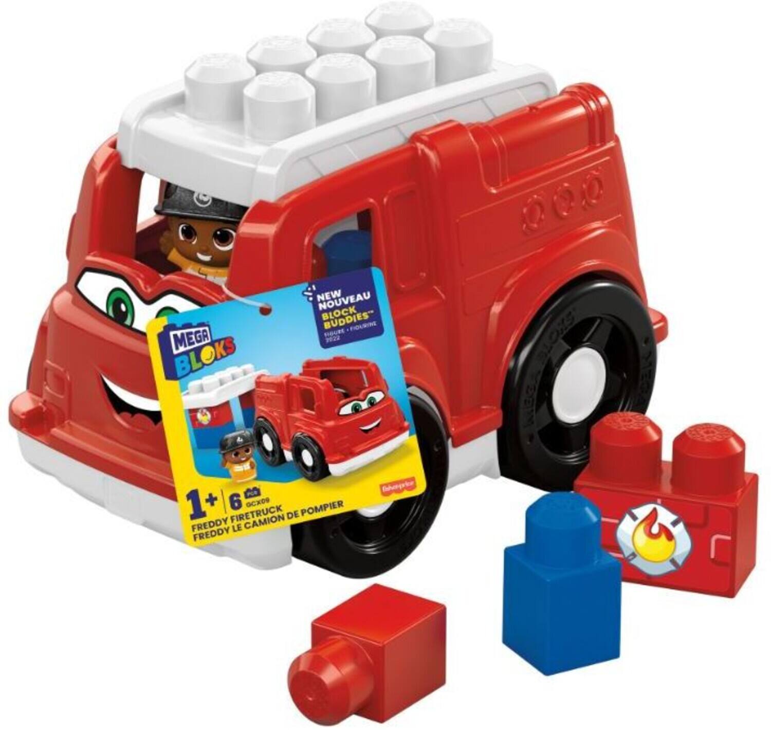 Mega Bloks - 'Lil Vehicles Freddy Firetruck, 6 Piece Toddler Buiding Toy Set - Collectibles - Multicolor