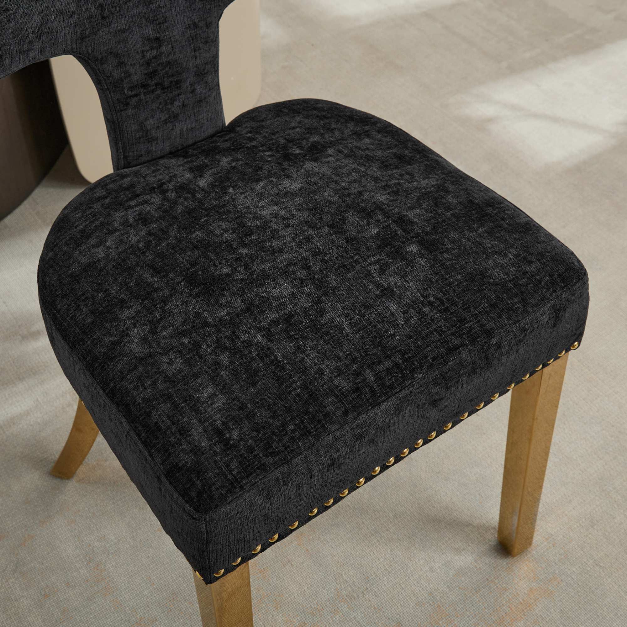 Alt View 9. GOODSILO - Modern Upholstered Dining Chairs Set of 2 with Curved Backrest and Stainless Steel Legs - Black.