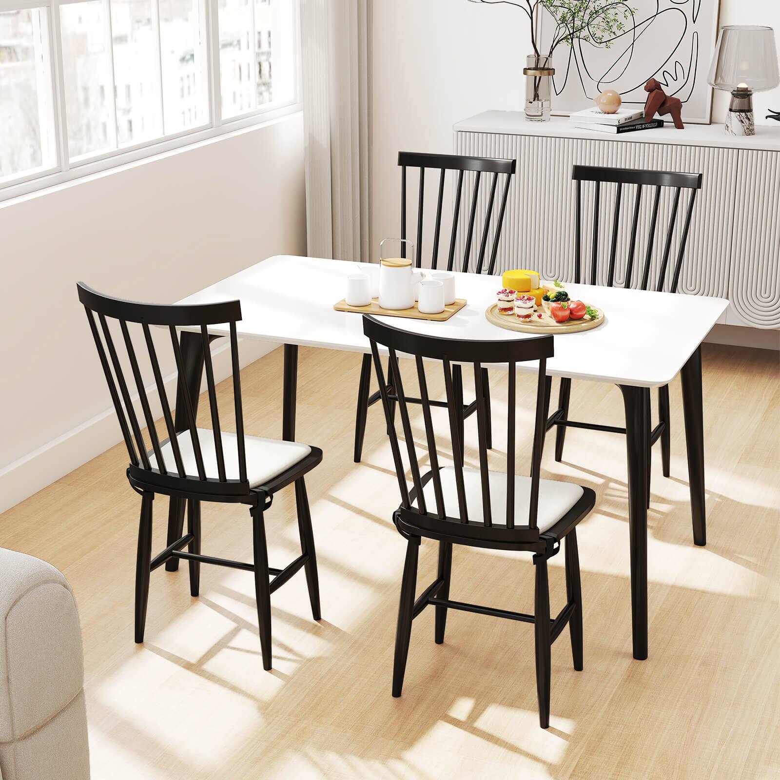 Alt View 3. Costway - Costway Dining Chairs Set of 2 with Removable Seat Cushions for Dining Room, Kitchen - Black.