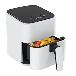 Sweetcrispy - 3-qt.Compact Digital Air Fryer with Touchscreen and Nonstick Basket - White