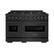 Front. ZLINE - 48 in. Wide 8 Burner ZLINE Classic Double Oven Dual Fuel Range (CDRB-48) - Black Stainless Steel.