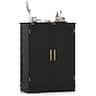 Costway - Floor Storage Cabinet Modern Storage Organizer with Adjustable Shelves &2 Doors - Black