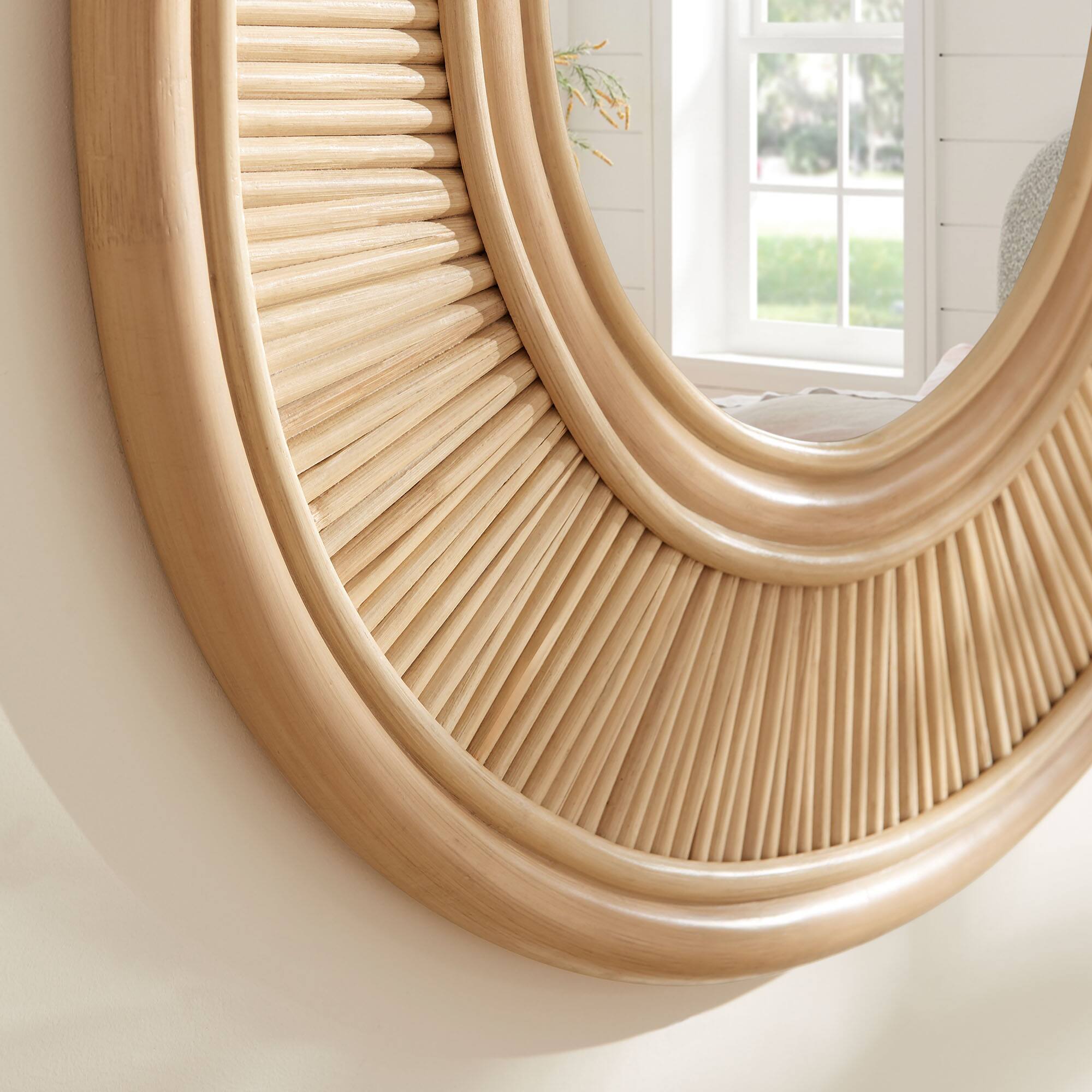 Alt View 1. Modway - Sovana Oval Rattan Wall Mirror by Modway - Natural.