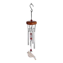 FC Design - 11" Long Cardinal Wood Top Wind Chime Outdoor Patio or Garden Hanging Decoration - Multi-Color