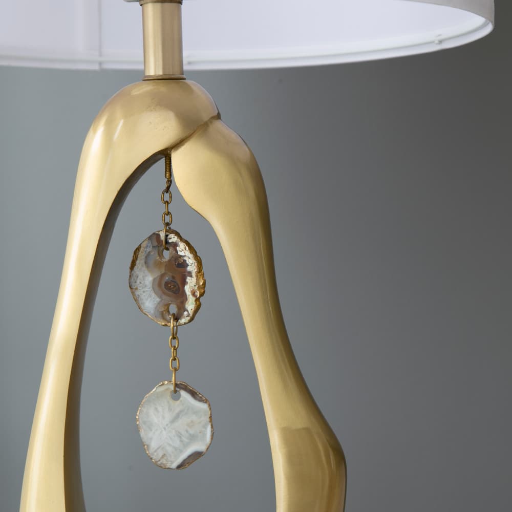Alt View 6. Luckbyte - 16x27.5 Inch Gold Geode Shaped Table Lamp With White Drum Shade Assembly Required.