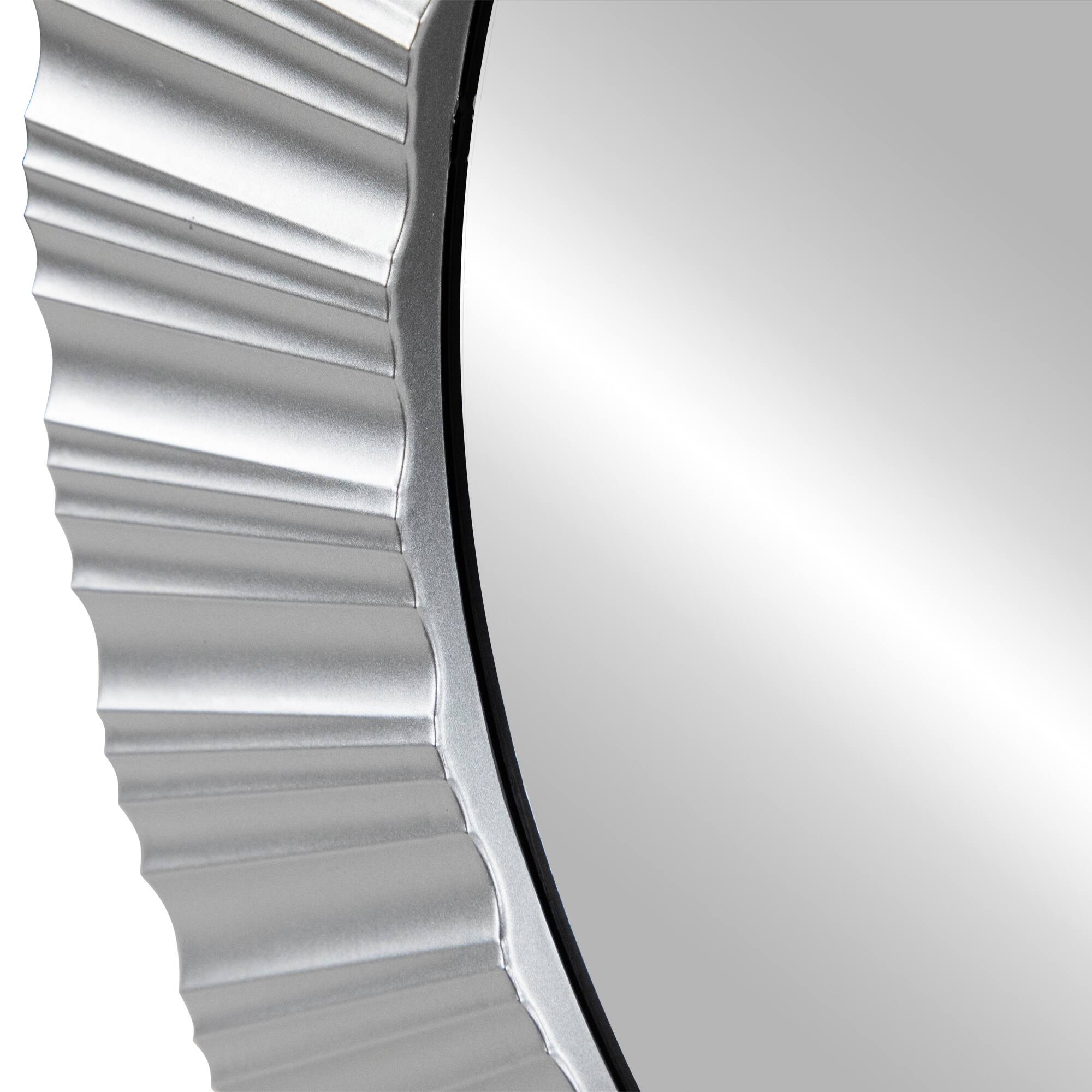 Alt View 4. Northlight - Contemporary Fluted Round Wall Mirror - 20" - Silver Finish - Silver.
