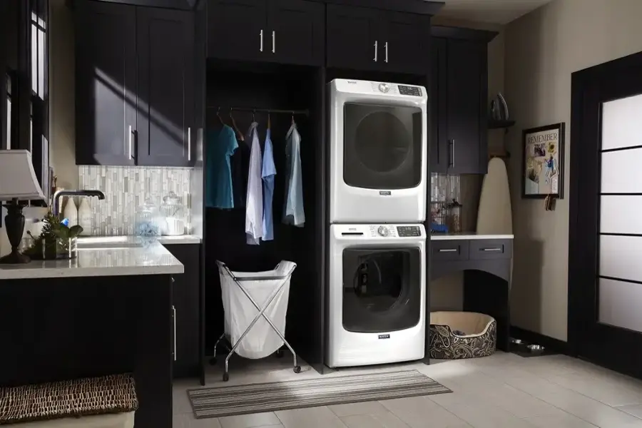 Alt View 27. Maytag - 4.8 Cu. Ft. High Efficiency Stackable Front Load Washer with Steam and Fresh Hold - White.