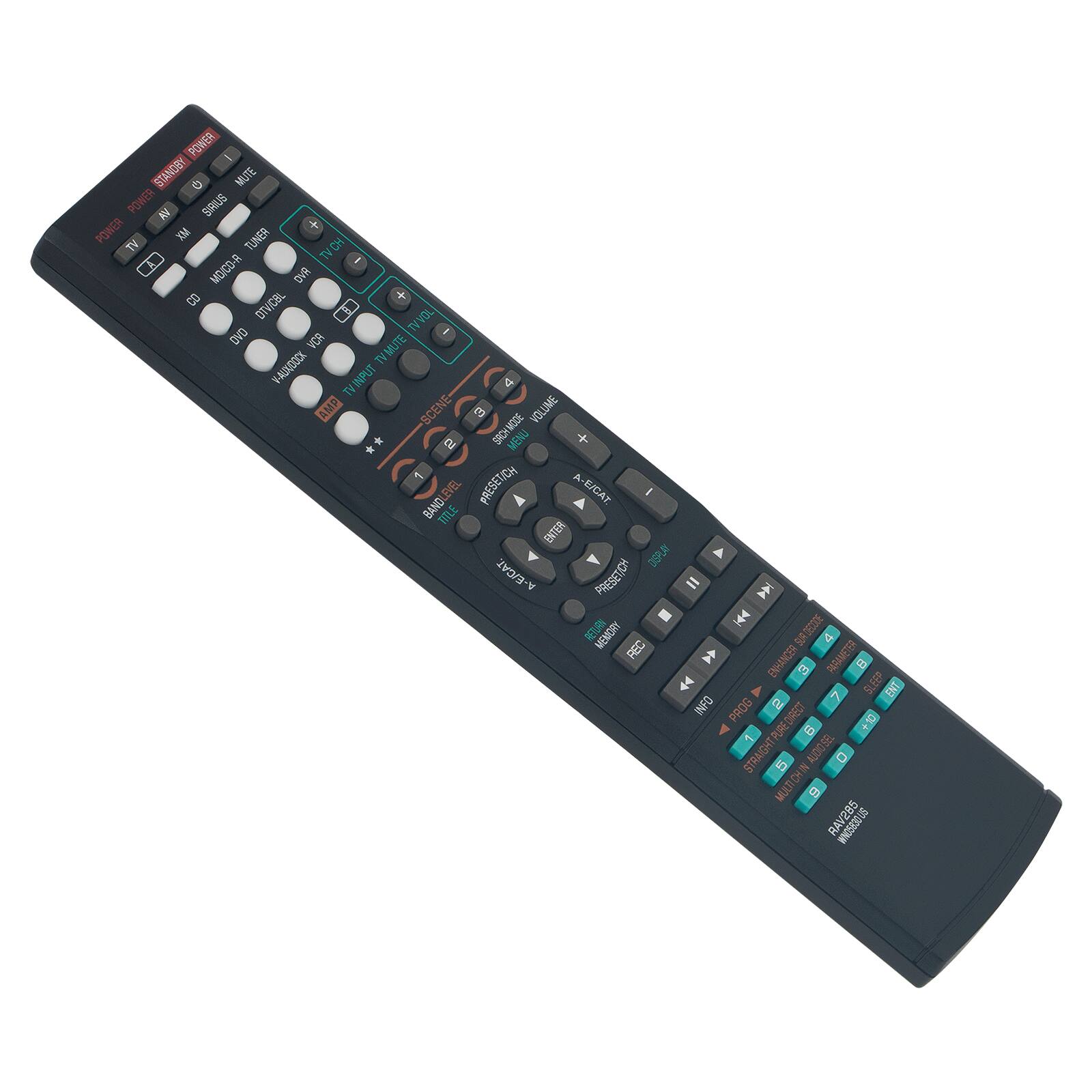 Sure, here is the corrected and grouped text from the image:

---

**Top Section:**

- POWER
- STANDBY
- MUTE
- TV
- AV
- XM
- TUNER
- TV CH
- MID/CO-R
- DVR
- DNV/CEL
- VOL
- TV MUTE
- V-AUEU/DOCK
- TV INPUT
- AMP
- SCENE
- VOLUME
- SACHMOE
- MENU
- BAND LEVEL
- PRESET
- EIGAT
- BAND
- TOLE
- ENTER
- DEPUAY
- E/CAT
- PRESETION
- 7
- MENICAY
- SURMEDODE
- REC
- ENHANCER
- ESRTN
- SLE
- ENT
- 7
- INFO
- PROG
- PUREDRED
- 2O
- +10
- STRAIGHT
- AUDIOBEL
- O
- MUUTCHIN
- RAV28S

**Middle Section:**

- POWER
- STANDBY
- MUTE
- TV
- AV
- XM
- TUNER
- TV CH
- MID/CO-R
- DVR
- DNV/CEL
- VOL
- TV MUTE
- V-AUEU/DOCK
- TV INPUT
- AMP
- SCENE
- VOLUME
- SACHMOE
- MENU
- BAND LEVEL
- PRESET
- EIGAT
- BAND
- TOLE
- ENTER
- DEPUAY
- E/CAT
- PRESETION
- 7
- MENICAY
- SURMEDODE
- REC
- ENHANCER
- ESRTN
- SLE
- ENT
- 7
- INFO
- PROG
- PUREDRED
- 2O
- +10
- STRAIGHT
- AUDIOBEL
- O
- MUUTCHIN
- RAV28S

**Bottom Section:**

- POWER
- STANDBY
- MUTE
- TV
- AV
- XM
- TUNER
- TV CH
- MID/CO-R
- DVR
- DNV/CEL
- VOL
- TV MUTE
- V-A