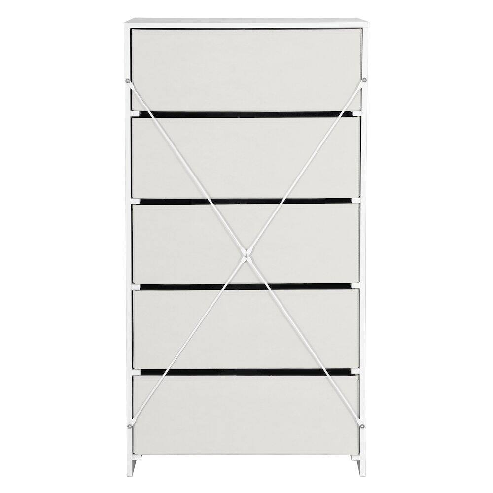 Alt View 3. Techni Home - 5-Drawer Dresser with Large Fabric Drawers, White - White.
