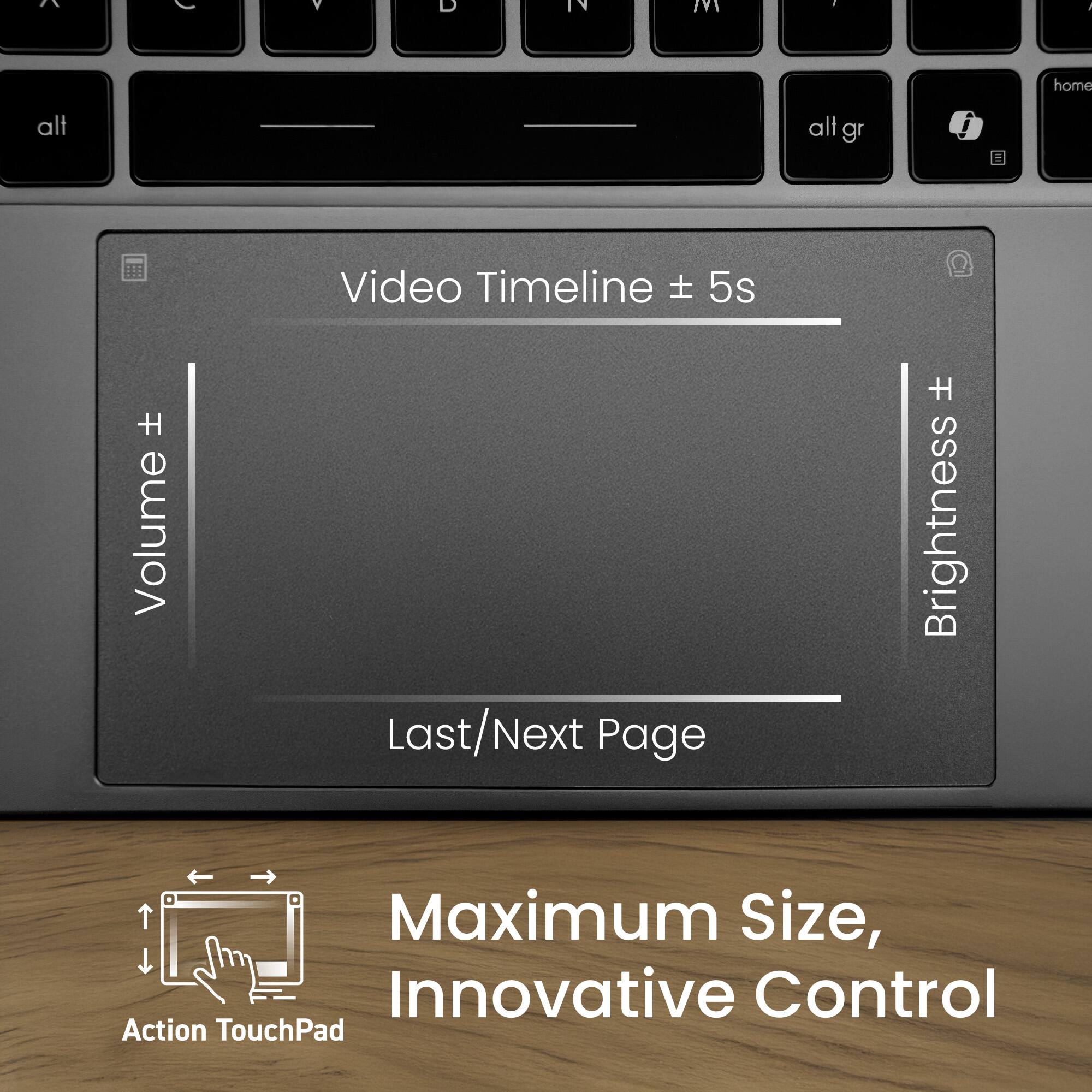21 V D Z IV T - home alt alt gr H Volume Video Timeline ± 5s Last/Next Page H Brightness Maximum Size, Innovative Control Action TouchPad