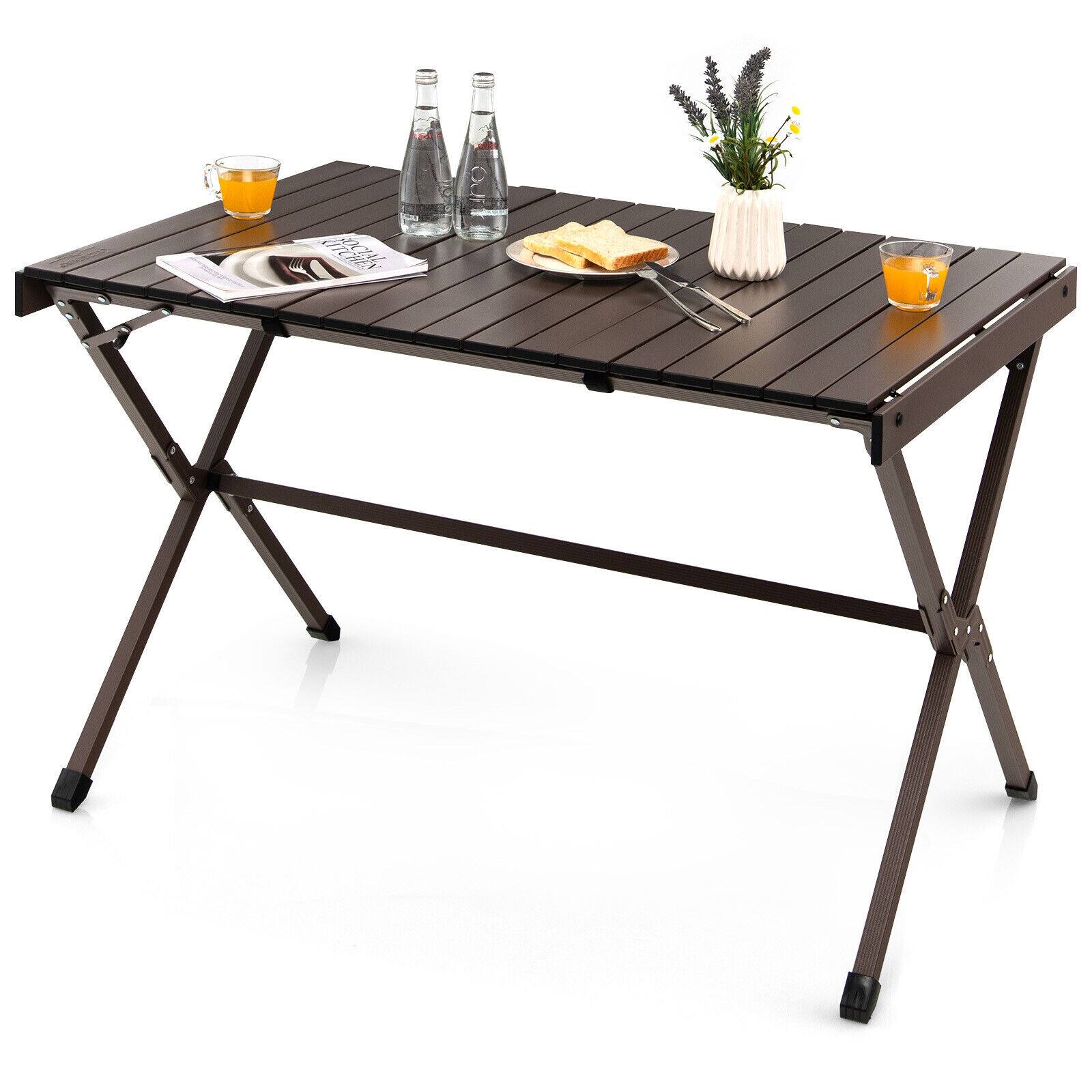 Alt View 8. Ecooso - Portable Aluminum Camping Table for 4 to 6 People with Carry Bag - Brown.
