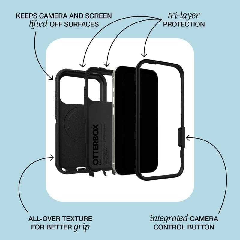 KEEPS CAMERA AND SCREEN LIFTED OFF SURFACES  
TRI-LAYER PROTECTION  
OTTERBOX  
ALL-OVER TEXTURE FOR BETTER GRIP  
INTEGRATED CAMERA CONTROL BUTTON