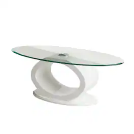 Manhattan Lane - Contemporary Tempered Glass Top Coffee Table with O Shape Base - White