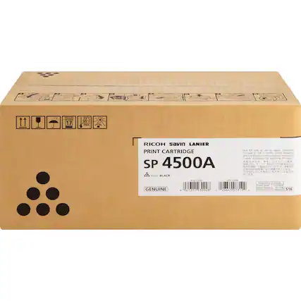 RICOH SAVIN LANIER
PRINT CARTRIDGE
SP 4500A
Color: BLACK
GENUINE
Not for sale or use in Japan.
Not for sale or use in North, South America, Cuba.
Protected by Japanese law.
$16